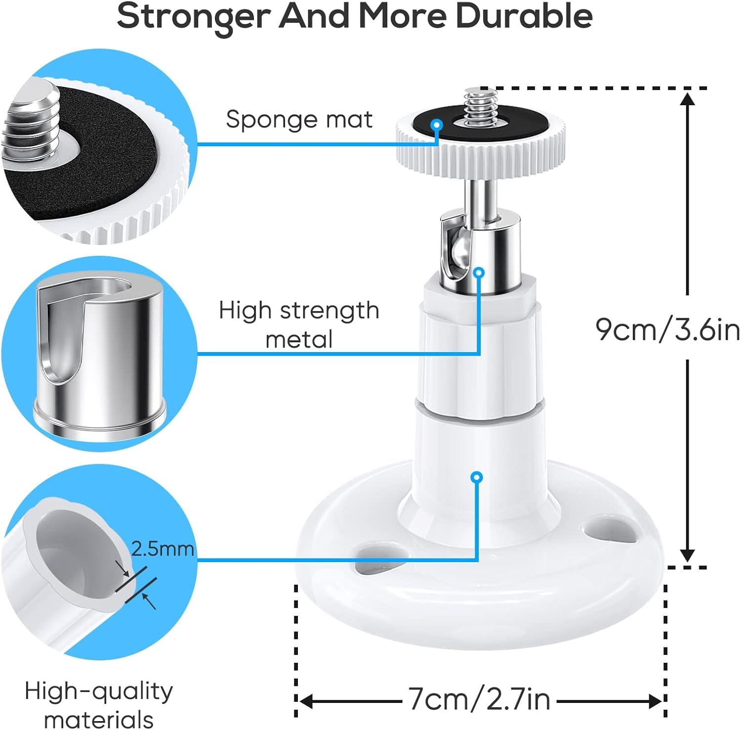 Wall Mount Compatible with Wyze Cam Pan V3 & Wyze Cam V3/Wyze Cam Outdoor, 360 Degree Swivel Adjustable Indoor Outdoor Mount Bracket for Wyze Cam and Other Camera with Same Interface 2 Pack