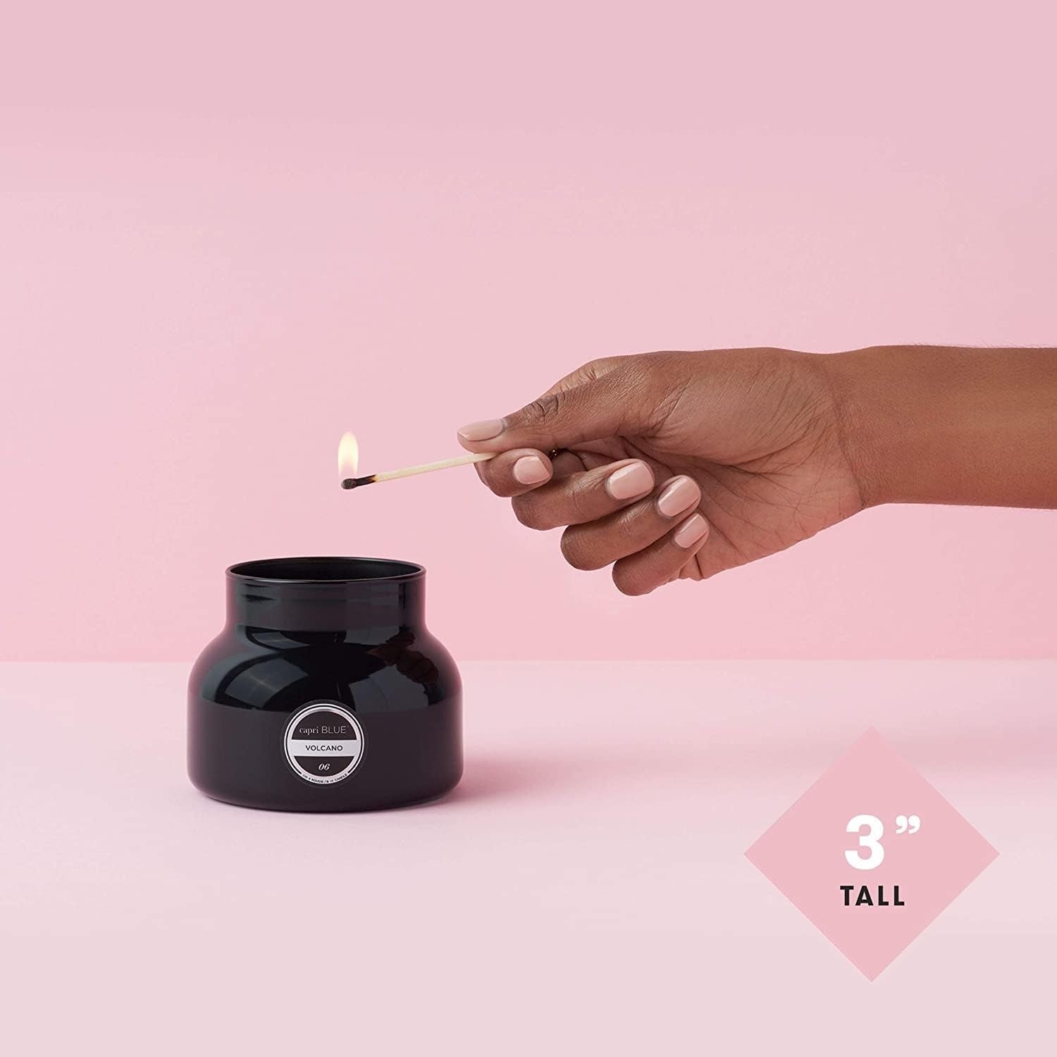 Volcano Candle - Black Petite Jar Candle - Glass Candle with Soy Wax Blend - Luxury Aromatherapy Candle - Tropical Fruits & Sugared Citrus Scented Candle (8 Oz)