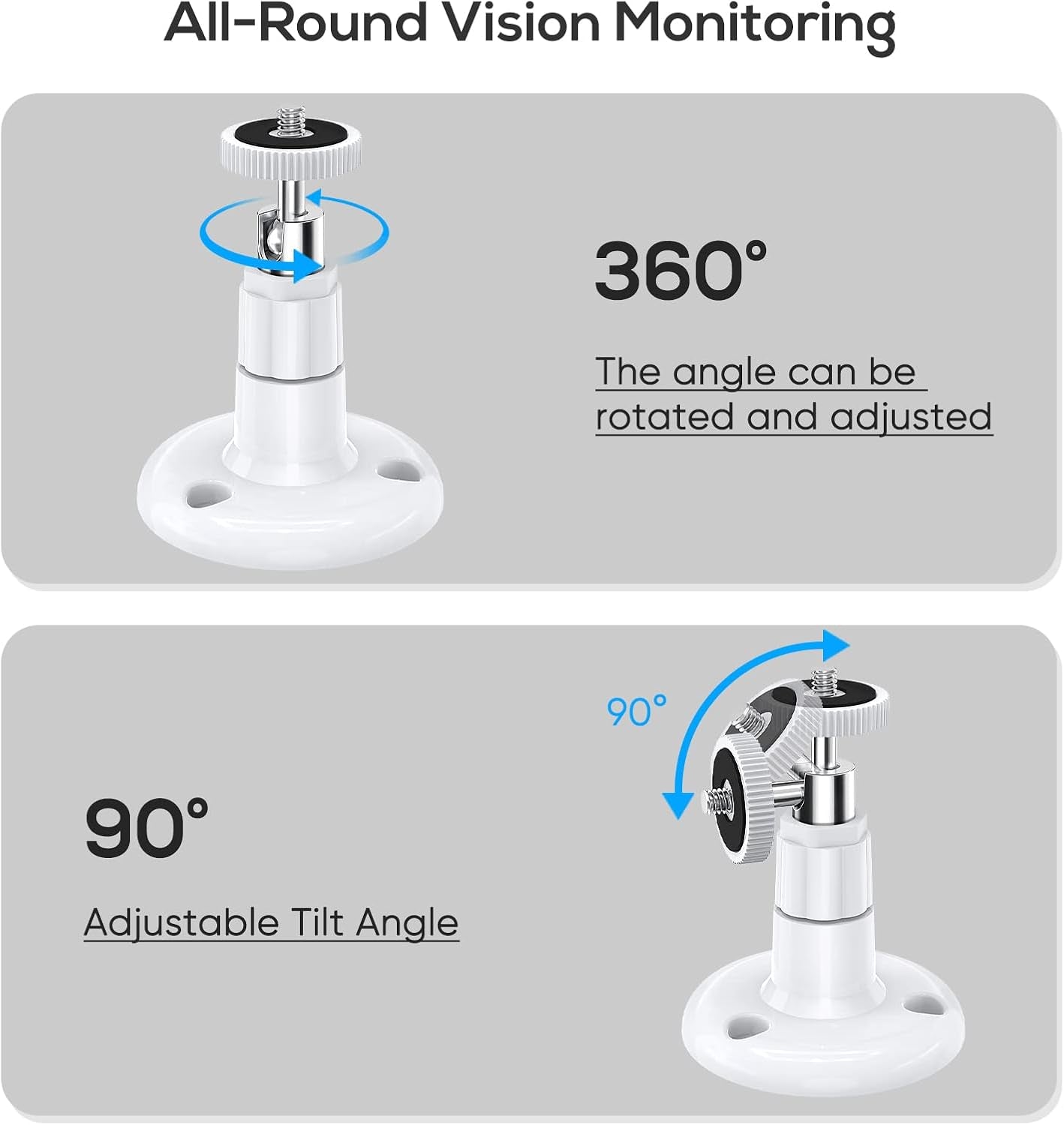 Wall Mount Compatible with Wyze Cam Pan V3 & Wyze Cam V3/Wyze Cam Outdoor, 360 Degree Swivel Adjustable Indoor Outdoor Mount Bracket for Wyze Cam and Other Camera with Same Interface 2 Pack