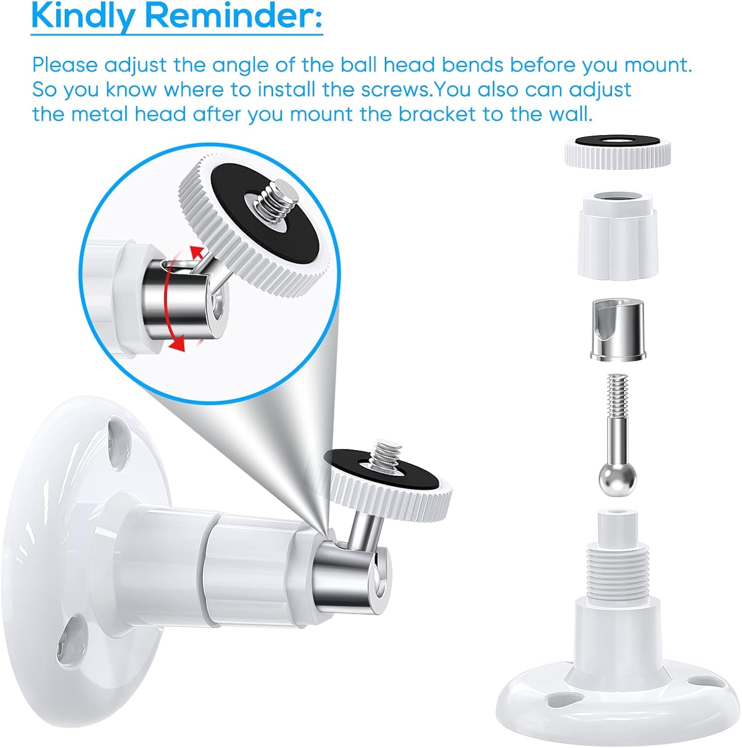 Wall Mount Compatible with Wyze Cam Pan V3 & Wyze Cam V3/Wyze Cam Outdoor, 360 Degree Swivel Adjustable Indoor Outdoor Mount Bracket for Wyze Cam and Other Camera with Same Interface 2 Pack