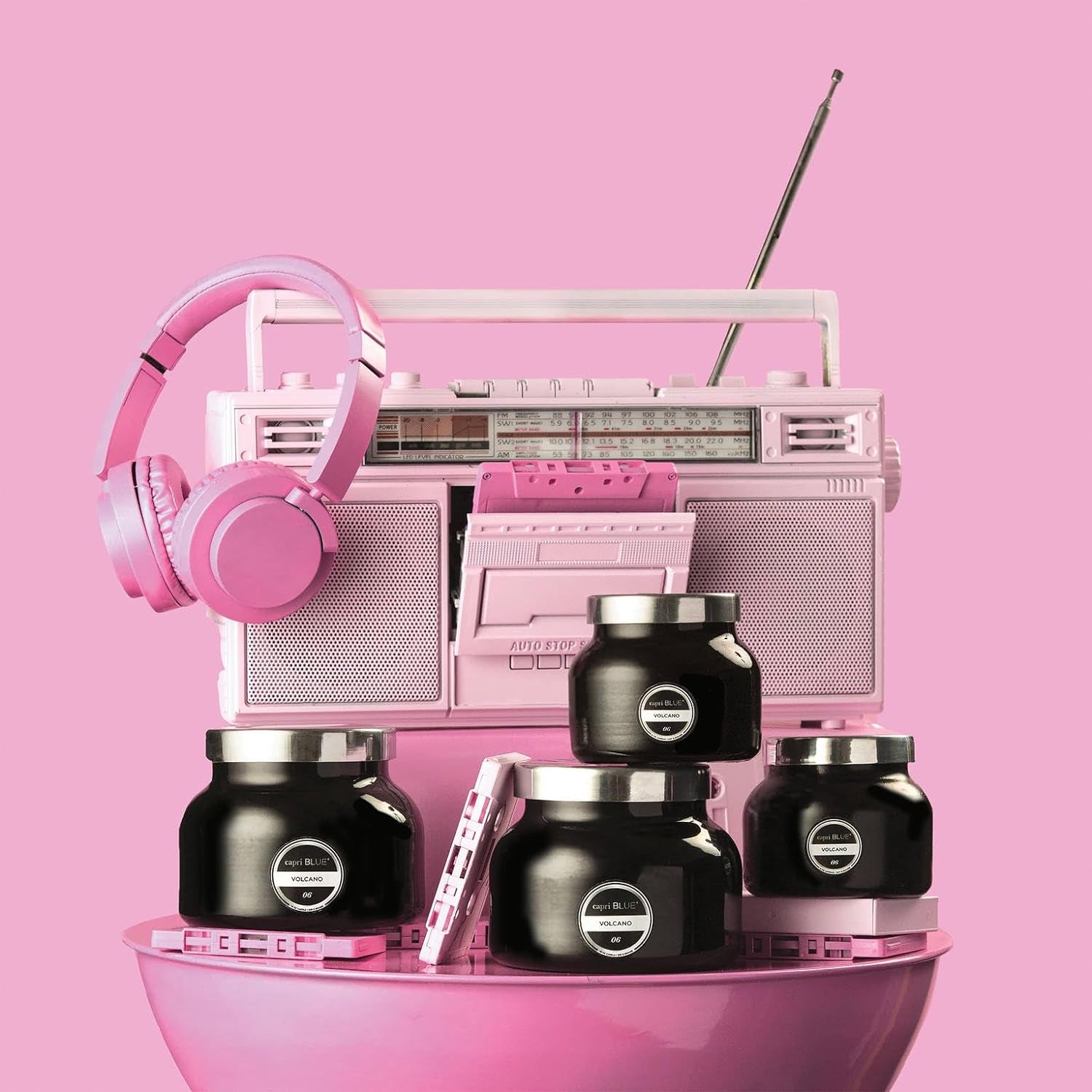 Volcano Candle - Black Petite Jar Candle - Glass Candle with Soy Wax Blend - Luxury Aromatherapy Candle - Tropical Fruits & Sugared Citrus Scented Candle (8 Oz)