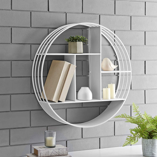 & Co. Gold Brooklyn Wall Shelf, round 3 Tier Wall Mounted Floating Shelf for Bathroom, Bedroom, Living Room Decor, Metal, Industrial, 27.5 Inches
