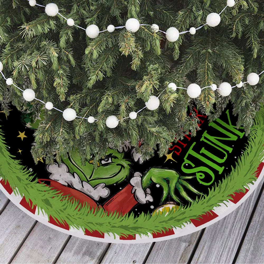 The Grinch Christmas Tree Skirt for Xmas Holiday Party Decorations,36Inch Grinch Decorations Gifts Funny Home Decor
