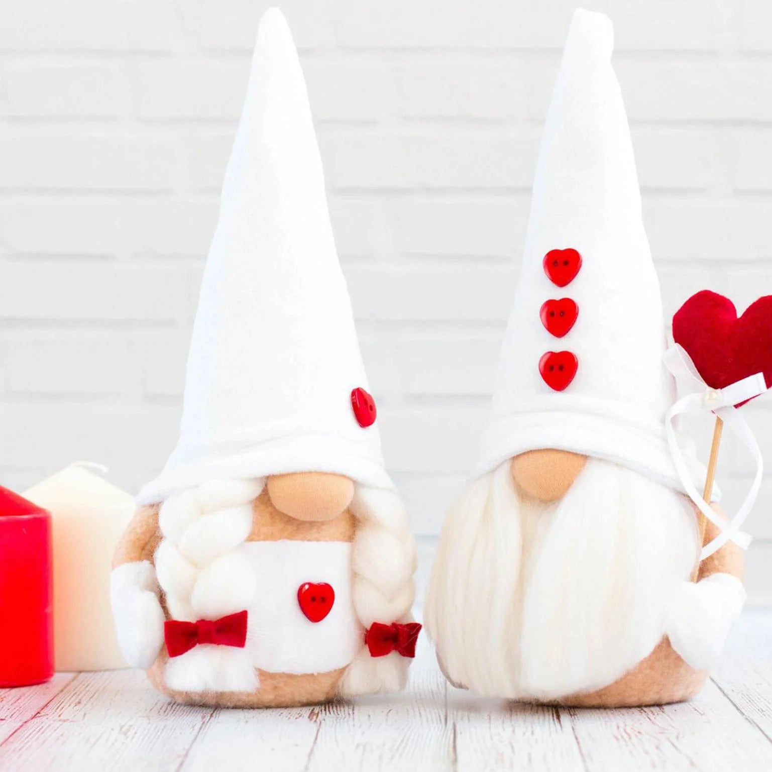 2PCS Valentines Day Plush Decorations -Mr and Mrs Handmake Scandinavian Tomte for Valentine'S Day Table Elf Decor, Stuffed Plushie Decor,Sweet Valentines Day Gifts