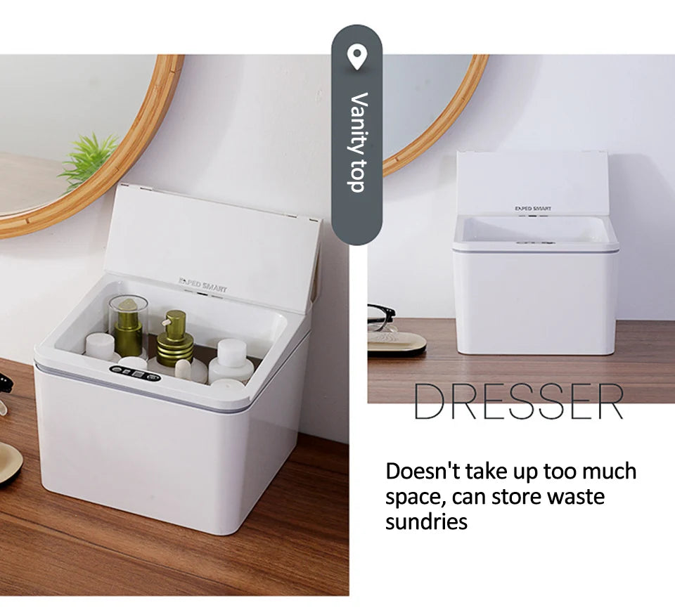 Intelligent Mini Desktop Trash Can Automatic Touchless Infrared Motion Sensor Trash Can Car Trash Portable Storage For Kitchen