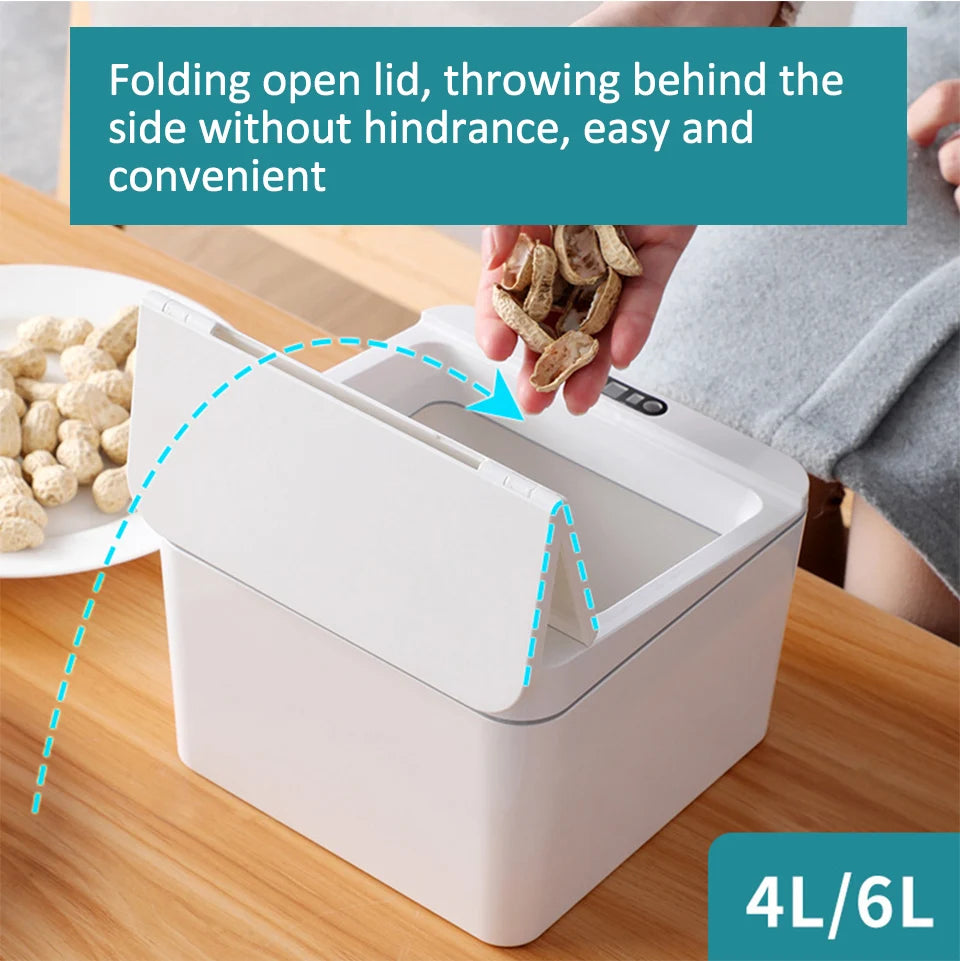 Intelligent Mini Desktop Trash Can Automatic Touchless Infrared Motion Sensor Trash Can Car Trash Portable Storage For Kitchen