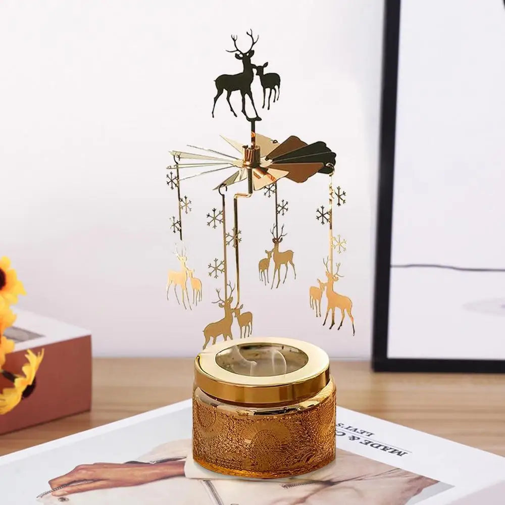 Rotating aromatherapy candle holder metal rotating candle holder dinner atmosphere tabletop rotating decoration