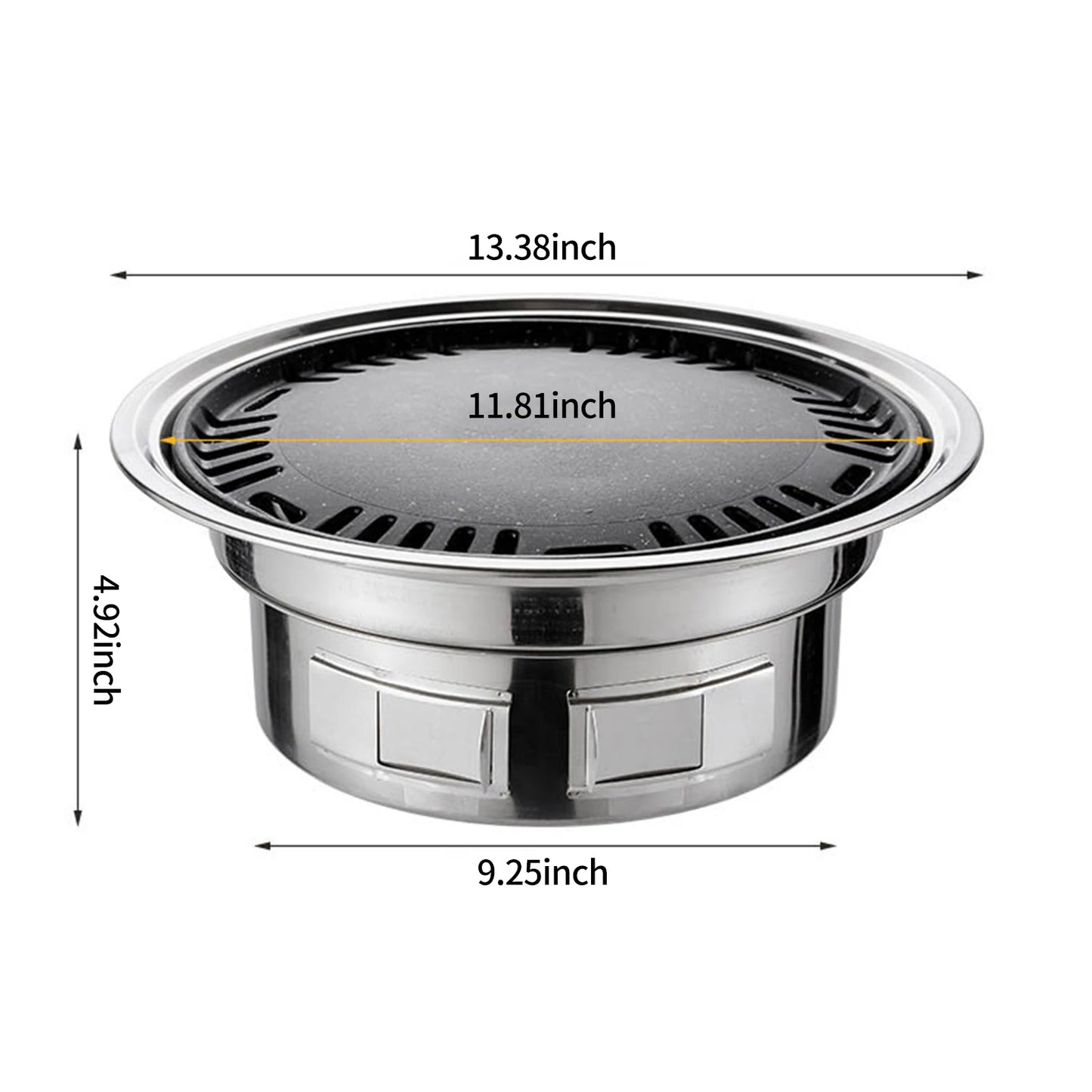 13 Inch Korean BBQ Grill Multifunctional Charcoal Barbecue Grill Round Camping Grill Stove Tabletop Smoker Grill Grilled Net & Tray