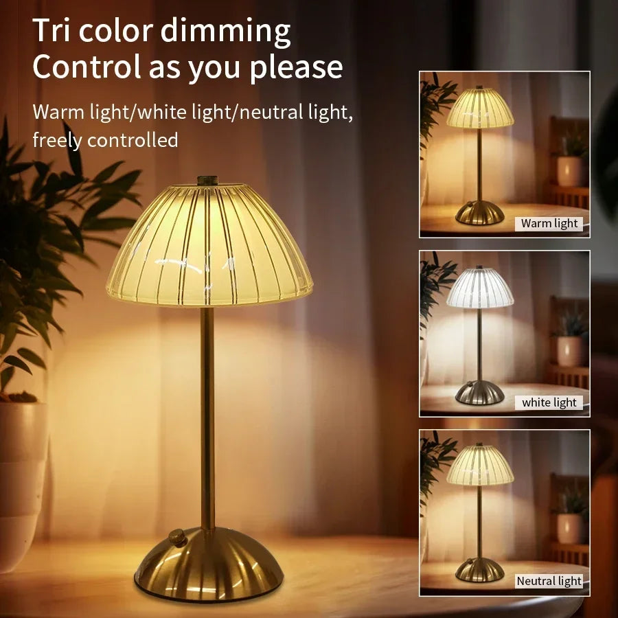 Rechargeable Crystal LED Table Lamp Touch Sensor Dimmable Desktop Nightlight Reading Lamp For Bar Hotel Restaurant Bedroom Decor