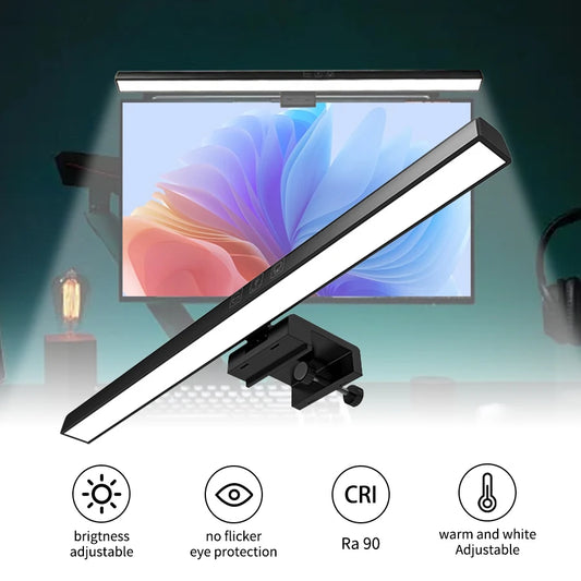 Eye Protection LED Desk Lamp Asymmetric Light Source Hanging Computer Monitor Screen Light 33/50cm for Office Work Study Dimming