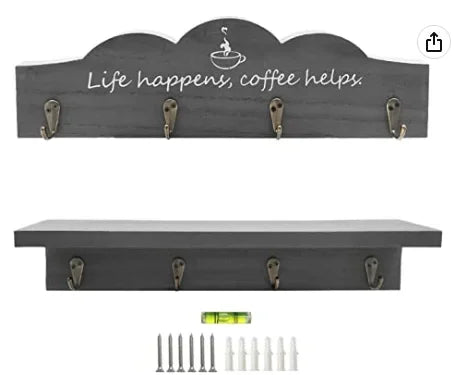 2 Pcs /set Coffee Cup Holder Kitchen Wall for Farmhouse Decorations Coffee Station Office Decor Mug Organizer Mug Display