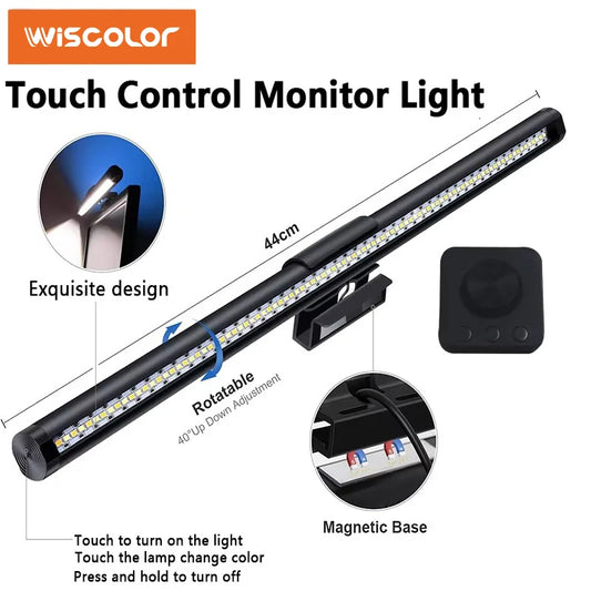Wiscolor LED Monitor Light With Remote Control Stepless Dimmable Monitor Screen Hanging Light for Computer Study LED Table Lamp