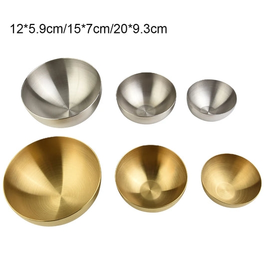 1pc Kitchen Stainless Steel Fruit Salad Bowls Korean Ramen Soup Noodles Bowl Single Layer Heat Insulated Home Tableware