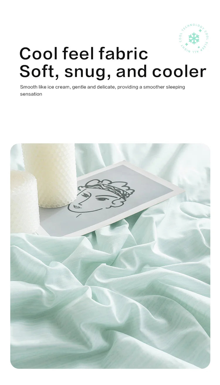 Cooling Blanket for Bed Silky Air Condition Comforter Lightweight Cooled Ice Summer Quilt with Double Side Cold & Cooling Fabric