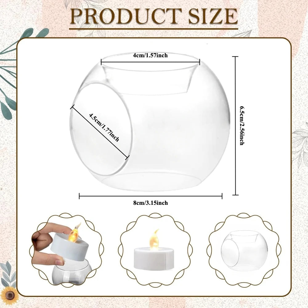 6/12Pcs Transparent Round Hollow Glass Candle Holder Christmas Wedding Banquet Bar Party Wax Holder Candlesticks Home Decoration