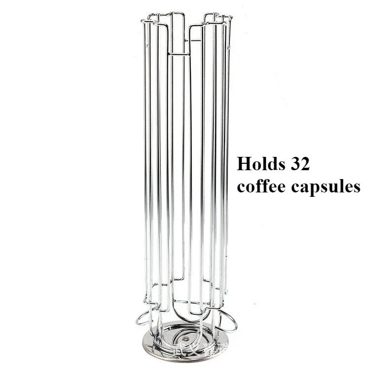 Holds 32 Pieces Coffee Capsule Holder Rotatable Coffee Capsule Stand Stylish Metal Coffee Storage Holder Home Kitchen Cafe Use