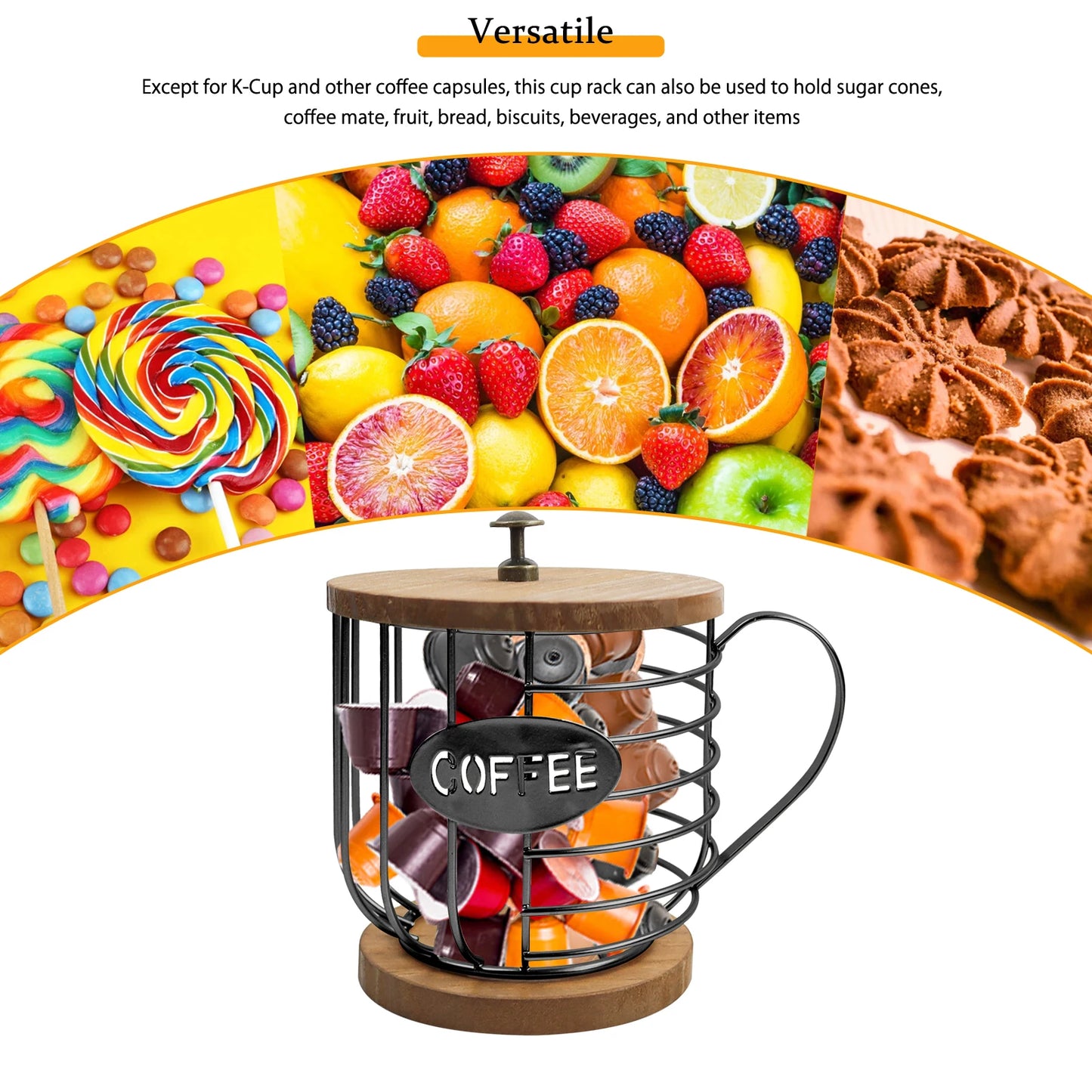 Coffee Pod Holder for K Cups, K Cup Holders for Counter, Mug Shape Coffee Pod Organizer, Coffee Pods Storage Basket for Coffee B