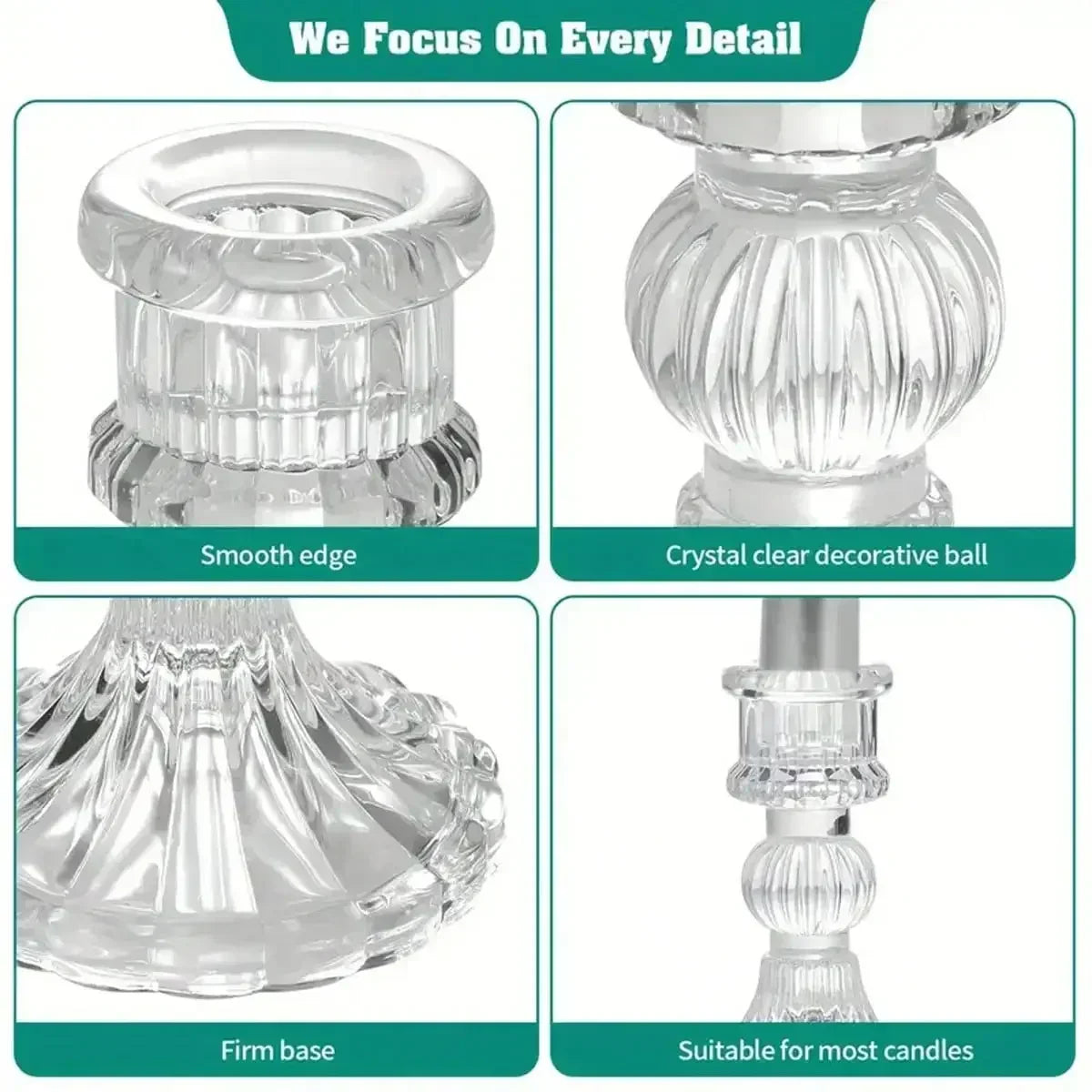 3pcs Candle Holders Retro Transparent Glass Candle Holders Suitable For Pillar Candles, Weddings, Holiday Parties Decoration