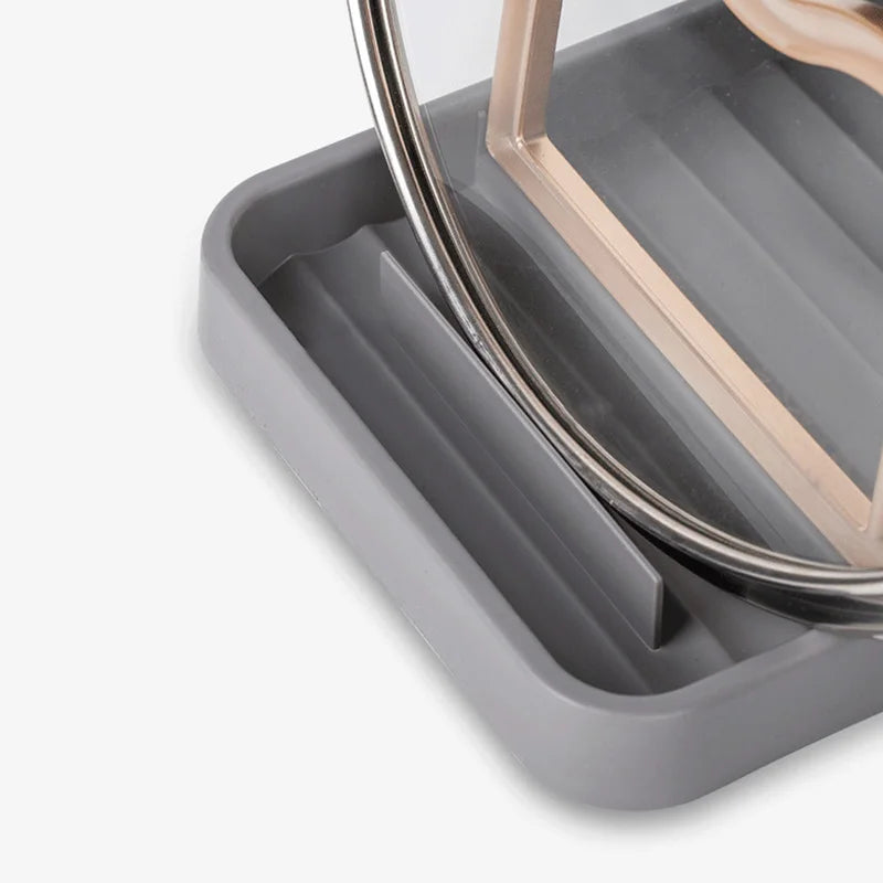 Kitchen Desktop Pot Lid Holder Foldable Multifunctional Pot Cover Rack Spatula Storage Rack Pot Lid Rest Kitchen Organizer