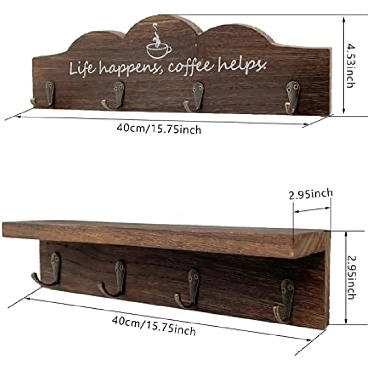 2 Pcs /set Coffee Cup Holder Kitchen Wall for Farmhouse Decorations Coffee Station Office Decor Mug Organizer Mug Display