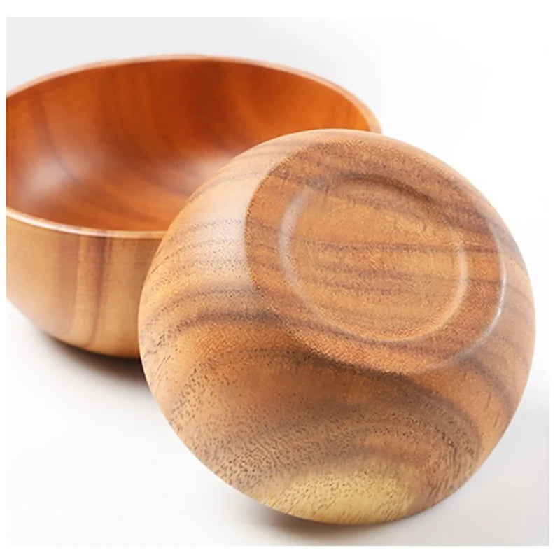 Acacia Wooden Fruit Salad Bowl, Japanese Style Rice Bowl, Single Wooden Ramadan Tableware, Utensils for Kitchen, Wood Soup Bowls