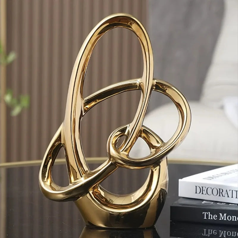 Ring Shaped Ornaments Electroplated Ceramic Sculpture Statue Decoration Furnishing Home Decor Crafts Home Accessories Figurines
