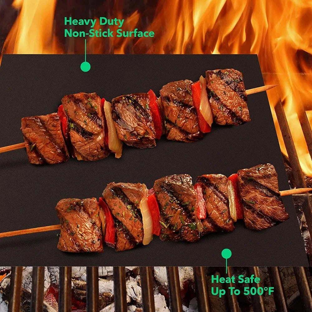 5-10 Pcs BBQ Grill Mat Non-stick Heat Resistant Grill Mat Outdoor Baking Reusable Barbecue Party Mat 40x33cm Grill Accessories