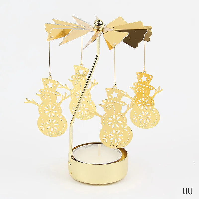 Carousel Candle Holder Gold Metal Candlesticks Room Decor Cake Rotating Candle Stand Home Decoration For Valentine's Christmas