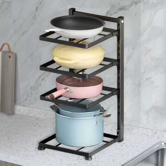Kitchen Sink Organizer Rack Adjustable Pot Cabinet Rack Holder Multi-layer Home Frying Pan Holder Pot Bowl Storage Racks
