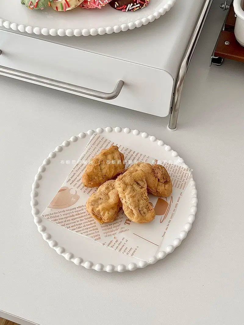 French Ins Ceramic Plates Home Pearl Edge Plates Western Cuisine Dish Home Breakfast Plates Steak Oval Household Tableware