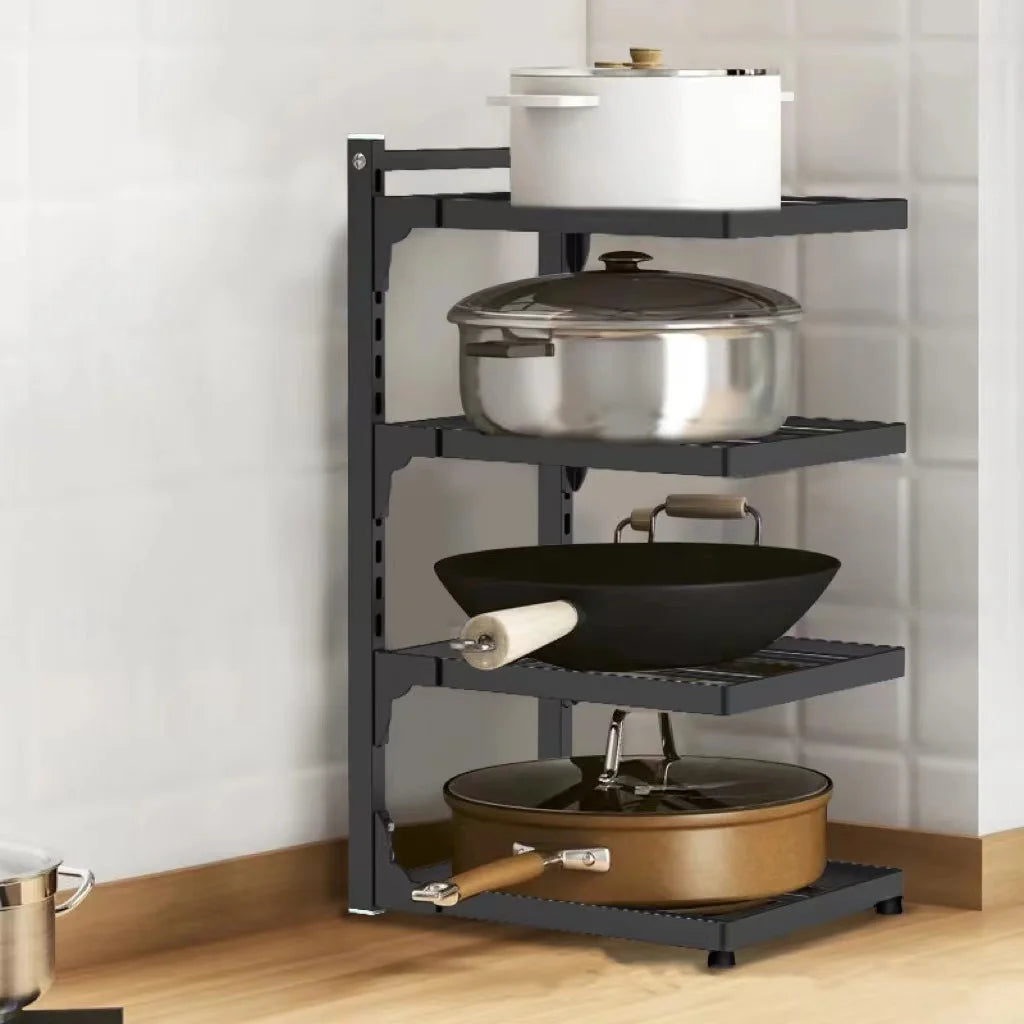 Kitchen Sink Organizer Rack Adjustable Pot Cabinet Rack Holder Multi-layer Home Frying Pan Holder Pot Bowl Storage Racks