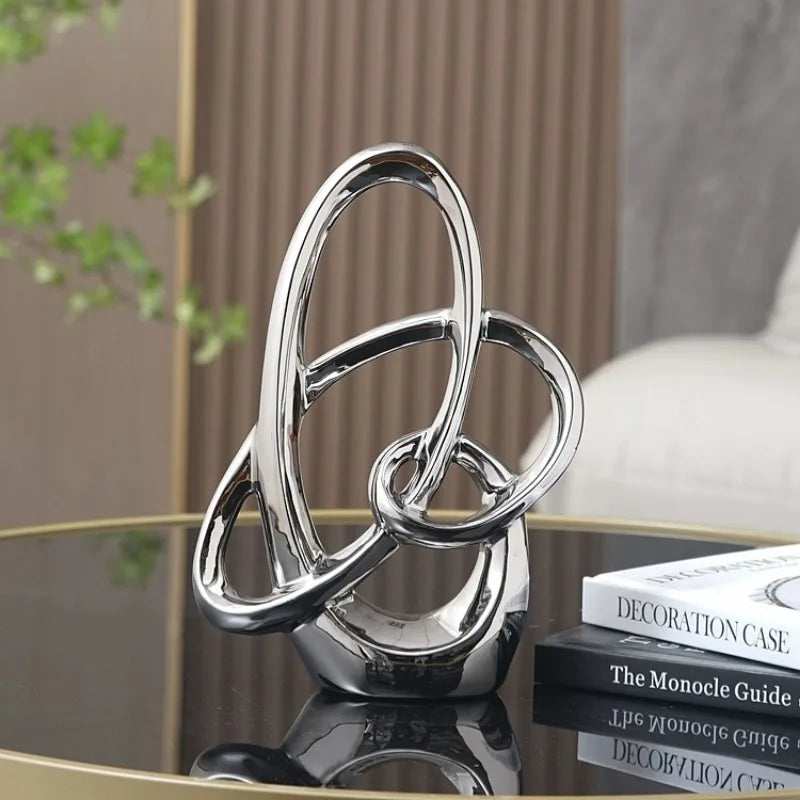 Ring Shaped Ornaments Electroplated Ceramic Sculpture Statue Decoration Furnishing Home Decor Crafts Home Accessories Figurines