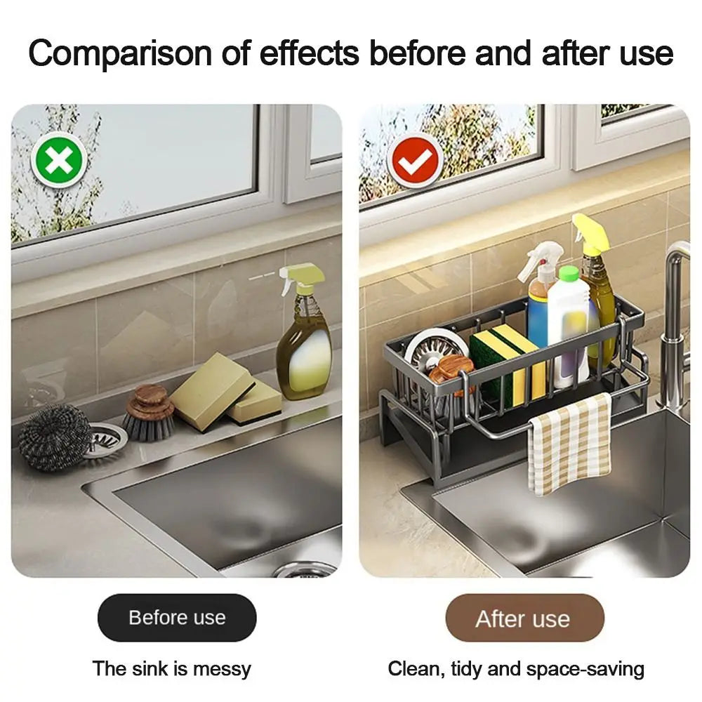 Kitchen Storage Rack Useful Self-draining Sink Shelf Sponge Holder Organizer Hanging Soap Basket Bathroom Cosmetic Shelf