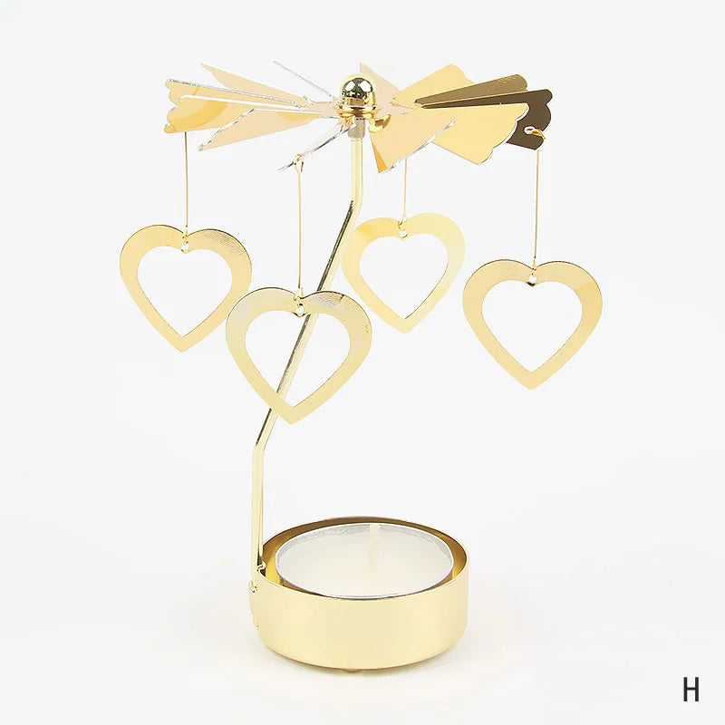 Carousel Candle Holder Gold Metal Candlesticks Room Decor Cake Rotating Candle Stand Home Decoration For Valentine's Christmas