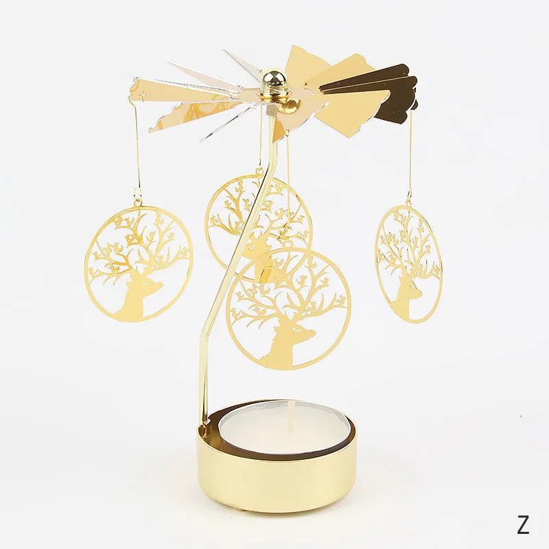 Carousel Candle Holder Gold Metal Candlesticks Room Decor Cake Rotating Candle Stand Home Decoration For Valentine's Christmas