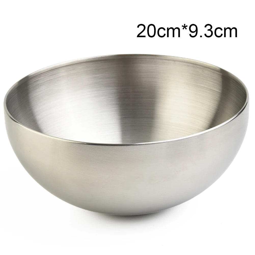 1pc Kitchen Stainless Steel Fruit Salad Bowls Korean Ramen Soup Noodles Bowl Single Layer Heat Insulated Home Tableware