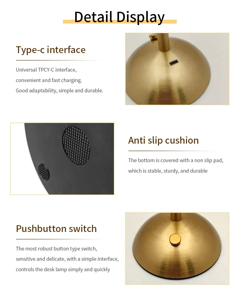 Rechargeable Crystal LED Table Lamp Touch Sensor Dimmable Desktop Nightlight Reading Lamp For Bar Hotel Restaurant Bedroom Decor