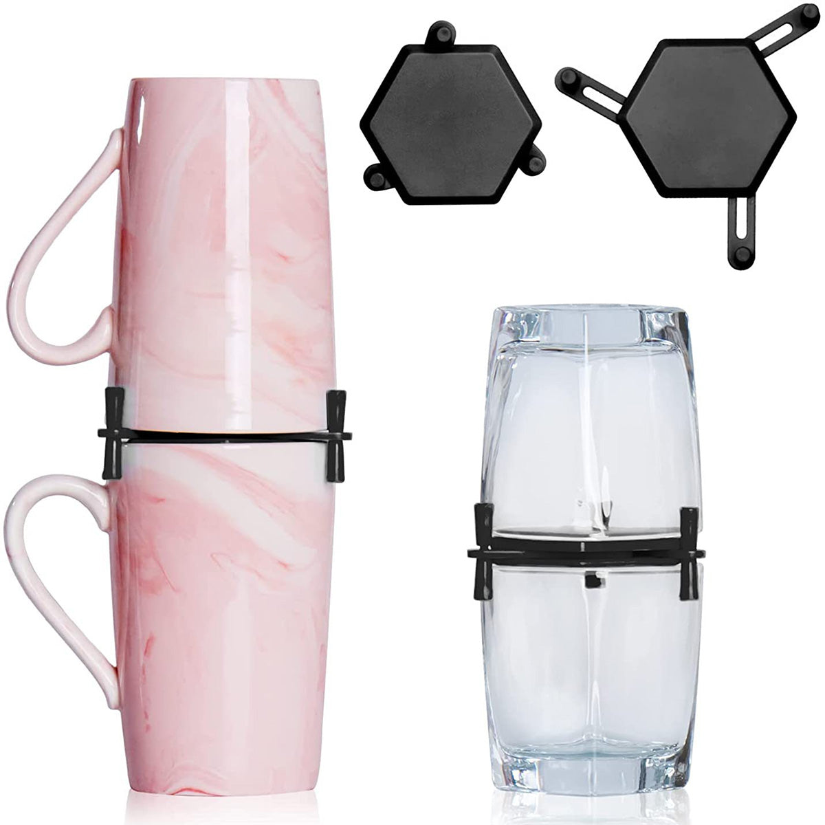 6Pcs Coffee Mug Holder Adjustable Drinkware Stacker Organizer Stackable Coffee Cup Organizer Kitchen Cup Storage Organizer for C