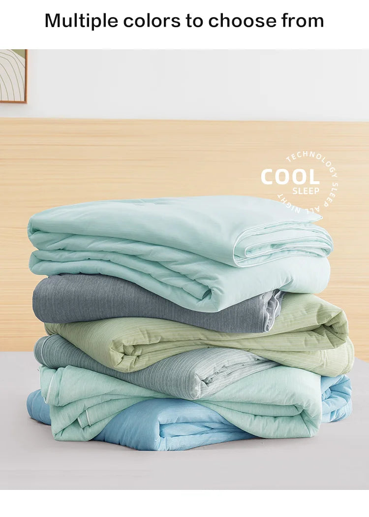 Cooling Blanket for Bed Silky Air Condition Comforter Lightweight Cooled Ice Summer Quilt with Double Side Cold & Cooling Fabric