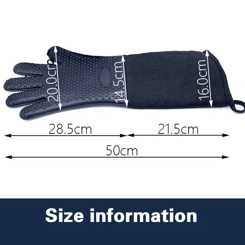 Extra Long Professional Silicone Oven Mitts Gloves with Quilted Liner Durable Heat Resistant Grill Oven Gloves Baking Tools