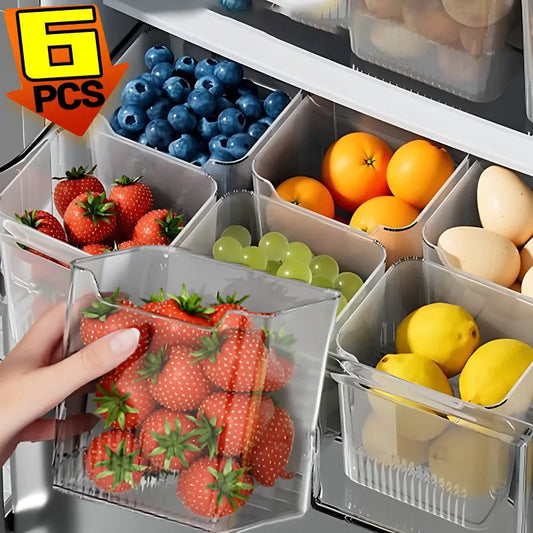 1/6PCS Fridge Side Door Storage Boxes Portable Vegetables Fruits Preservation Box Kitchen Food Grade Plastic Storage Containers