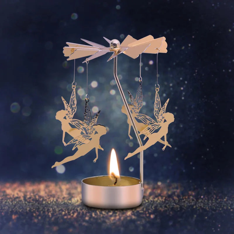 Carousel Candle Holder Gold Metal Candlesticks Room Decor Cake Rotating Candle Stand Home Decoration For Valentine's Christmas
