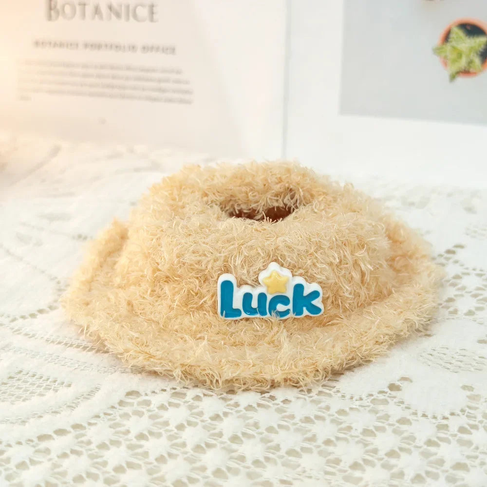 Textured product with 'Luck' logo on a light background