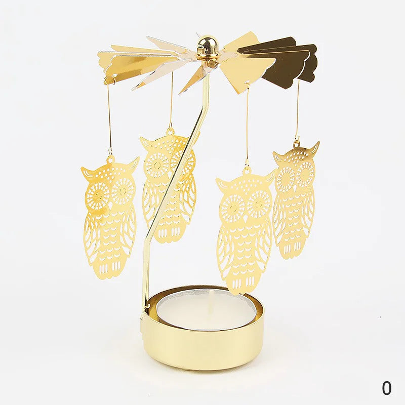 Carousel Candle Holder Gold Metal Candlesticks Room Decor Cake Rotating Candle Stand Home Decoration For Valentine's Christmas