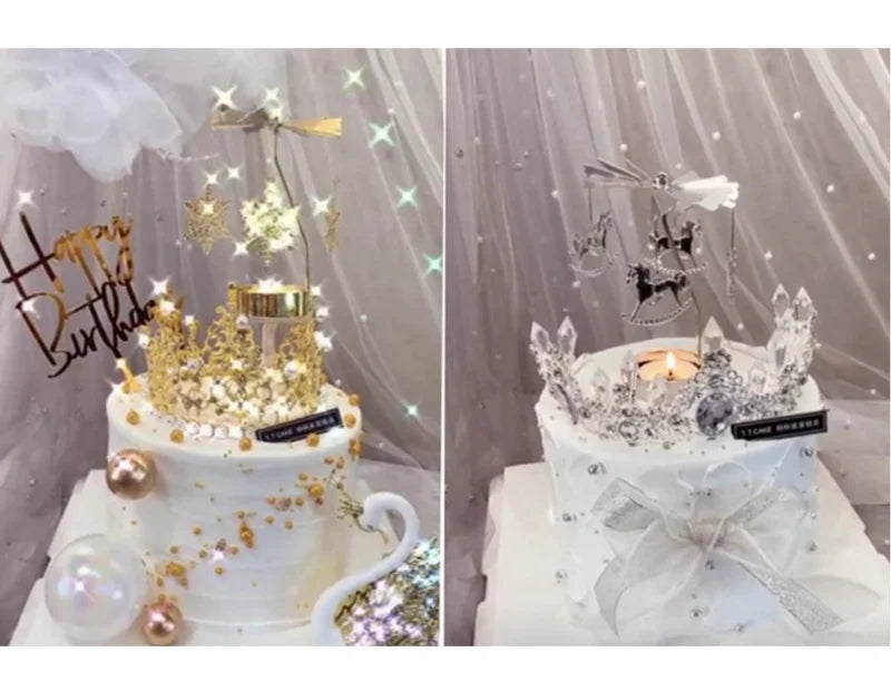 Carousel Candle Holder Gold Metal Candlesticks Room Decor Cake Rotating Candle Stand Home Decoration For Valentine's Christmas