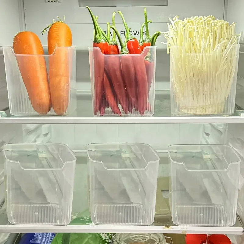 1/6PCS Fridge Side Door Storage Boxes Portable Vegetables Fruits Preservation Box Kitchen Food Grade Plastic Storage Containers