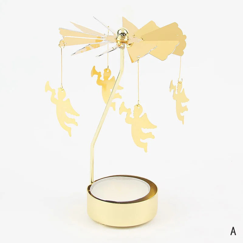 Carousel Candle Holder Gold Metal Candlesticks Room Decor Cake Rotating Candle Stand Home Decoration For Valentine's Christmas