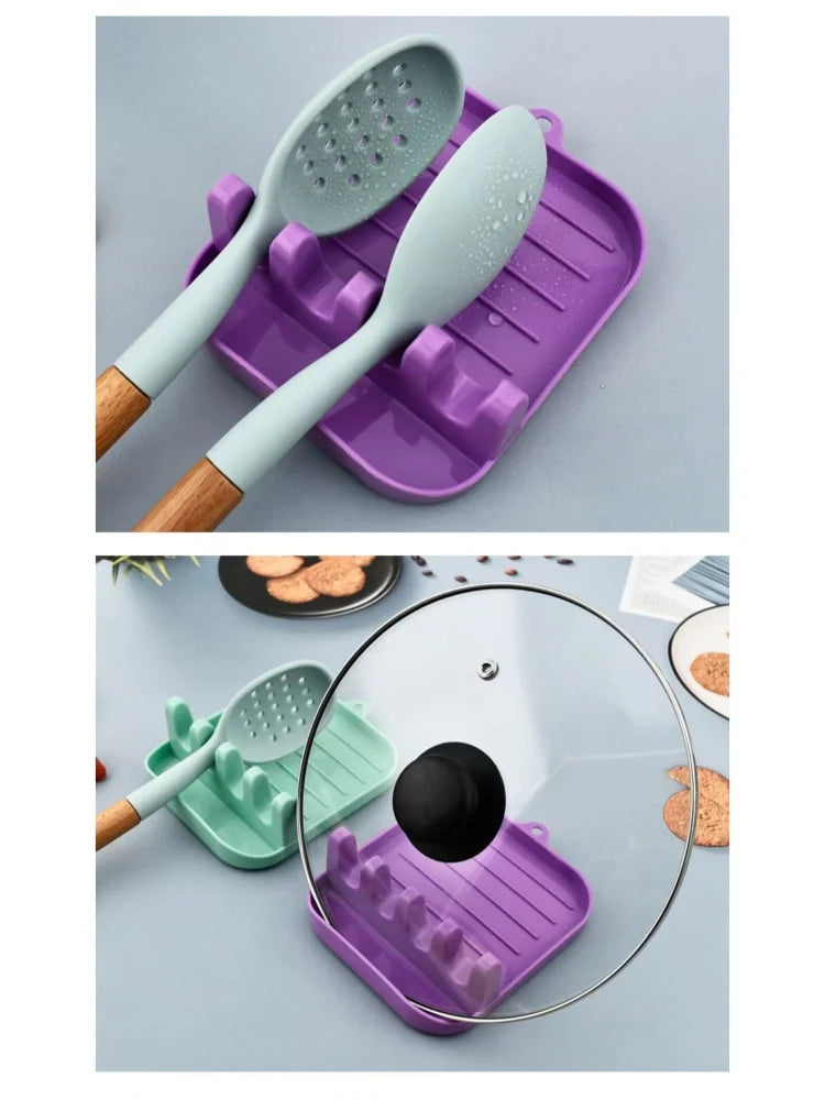 Kitchen Spoon Holders Pot Lid Rack Pot Lid Cooking Tool Tableware Storage Rack Spoon Chopsticks Holder Spatula Drain Rack Gadget