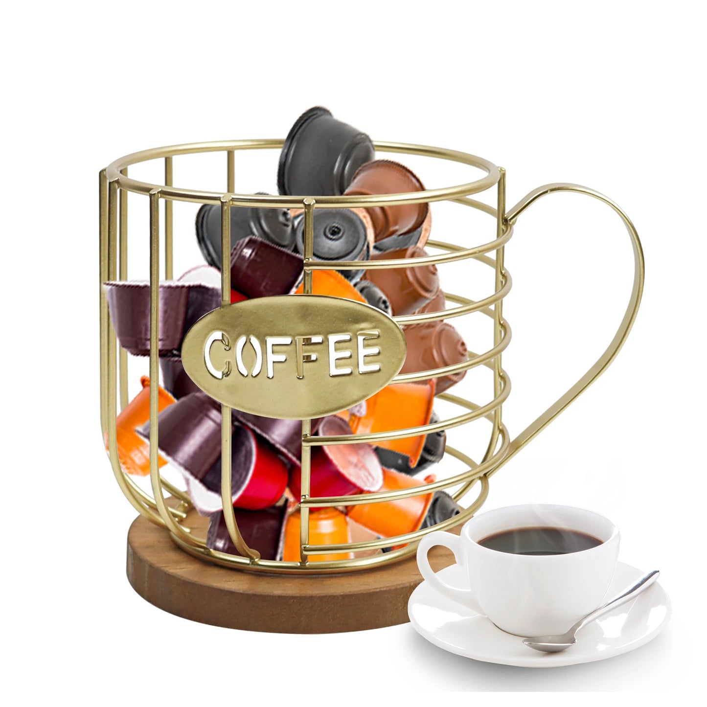 Coffee Pod Holder for K Cups, K Cup Holders for Counter, Mug Shape Coffee Pod Organizer, Coffee Pods Storage Basket for Coffee B