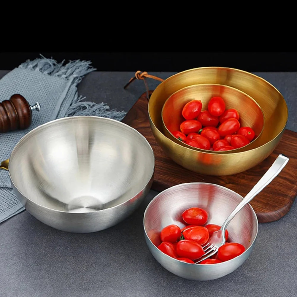1pc Kitchen Stainless Steel Fruit Salad Bowls Korean Ramen Soup Noodles Bowl Single Layer Heat Insulated Home Tableware